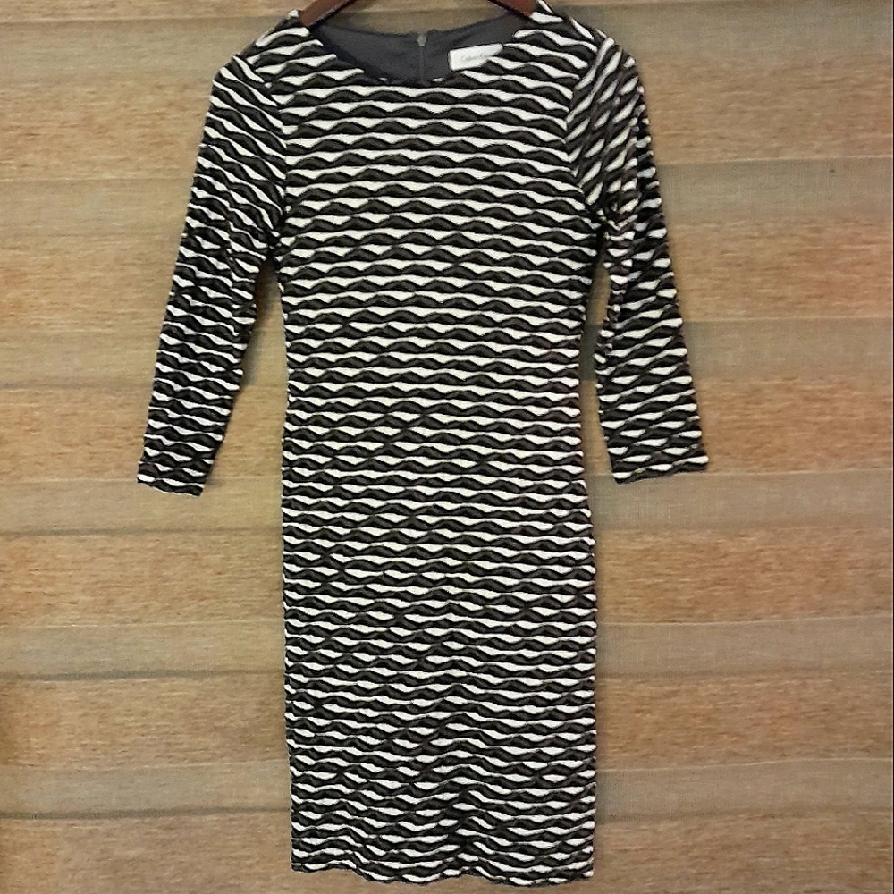 Calvin Klein A-Line 3/4 Sleeve Lined Dress